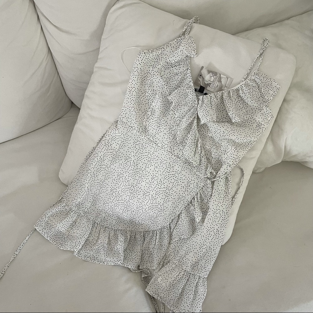 Wrap ruffled mini dress